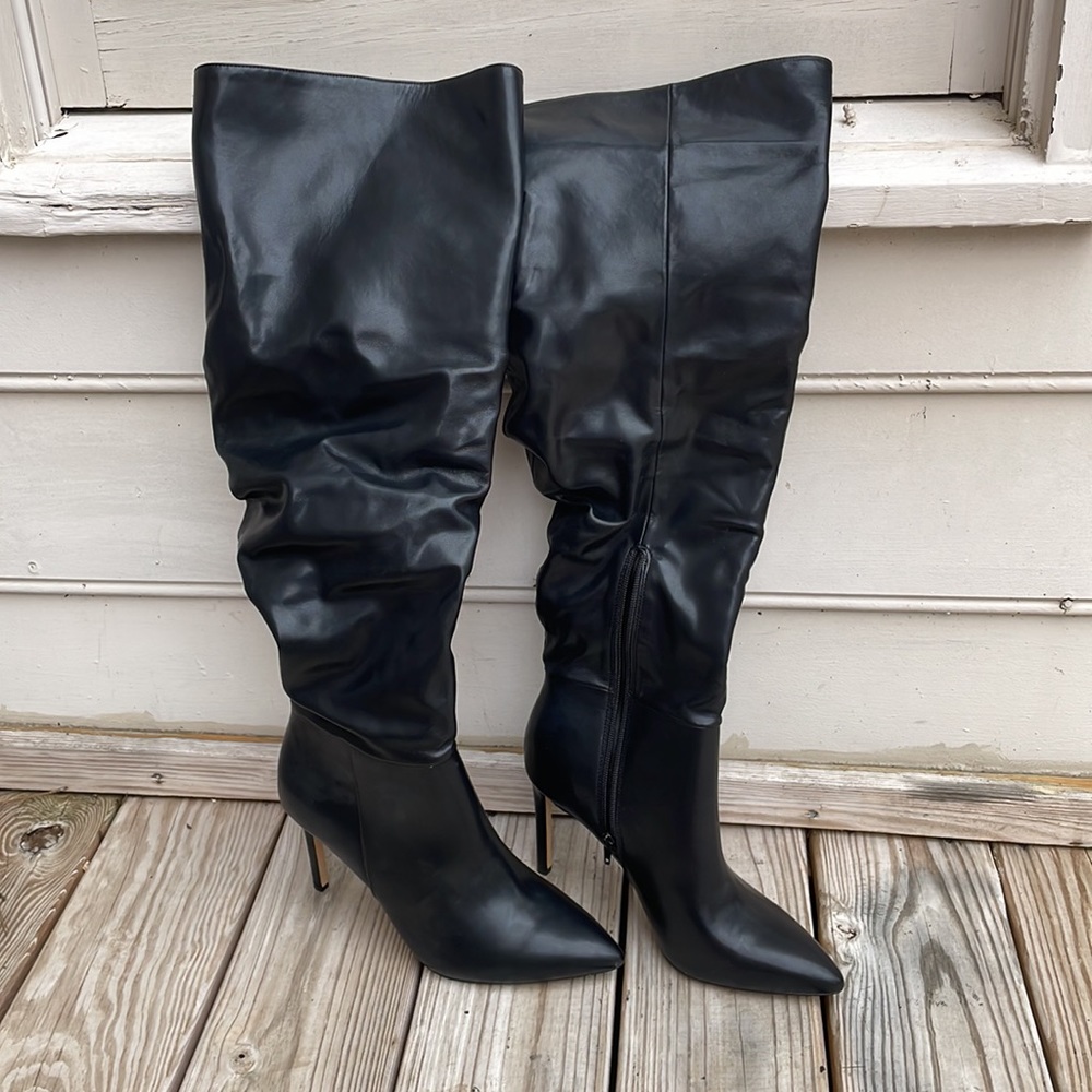 NWOT INC Iyonna Black OTK Slouch Boots Sz 11